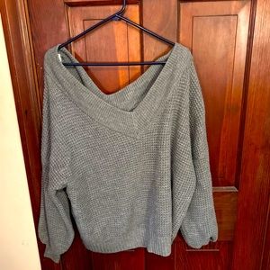 Purchased from Happily Ever Co. Soft off the shoulder sweater. Only worn once.